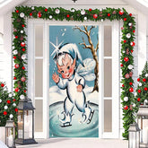Aperturee - Christmas Elf Skating Snow Door Cover Decoration